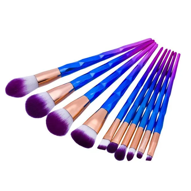 10Pcs Diamond Makeup Brush Set