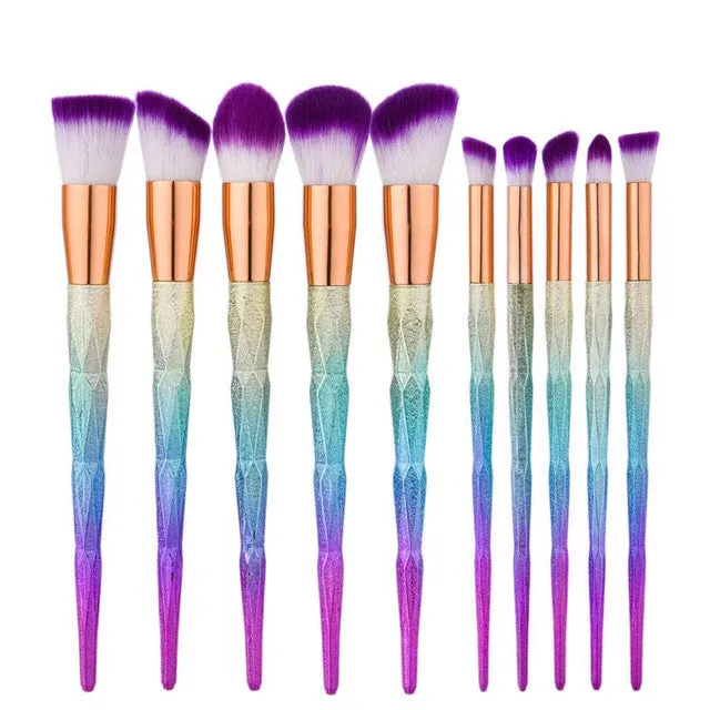 10Pcs Diamond Makeup Brush Set