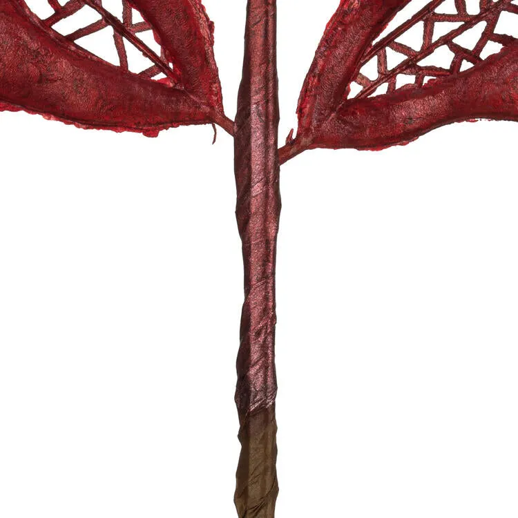 22" Red Matte Mistletoe Leaf Spray