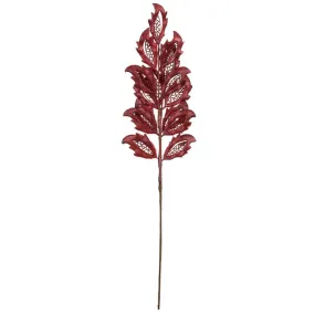 22" Red Matte Mistletoe Leaf Spray