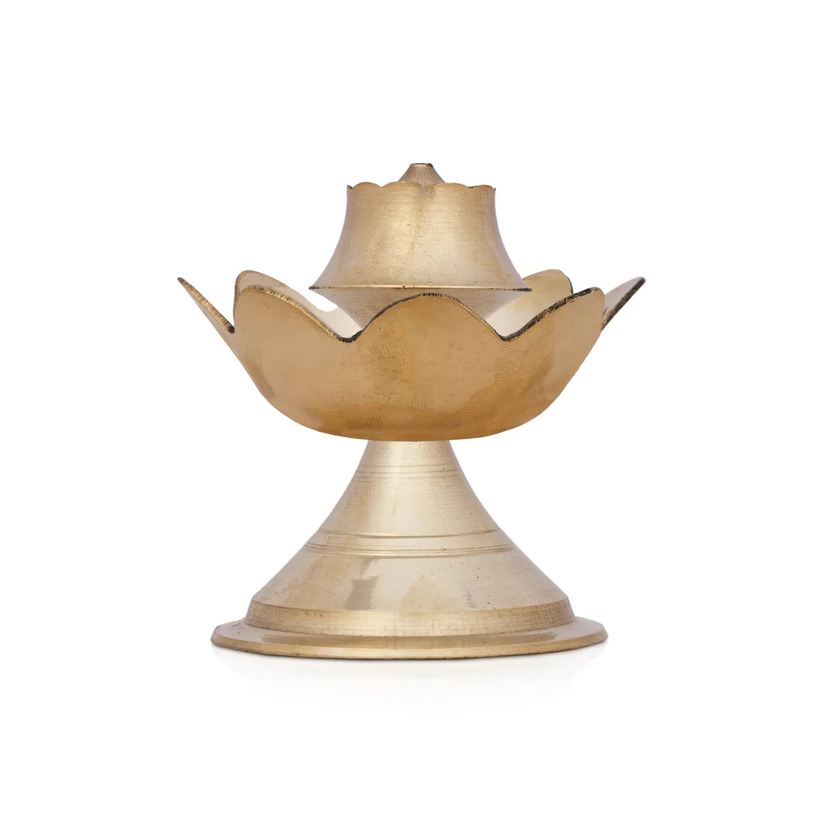 Agarbathi Stand - 3 x 3 Inches | Lotus Design Brass Incense Holder for Pooja/ 100 Gms Approx