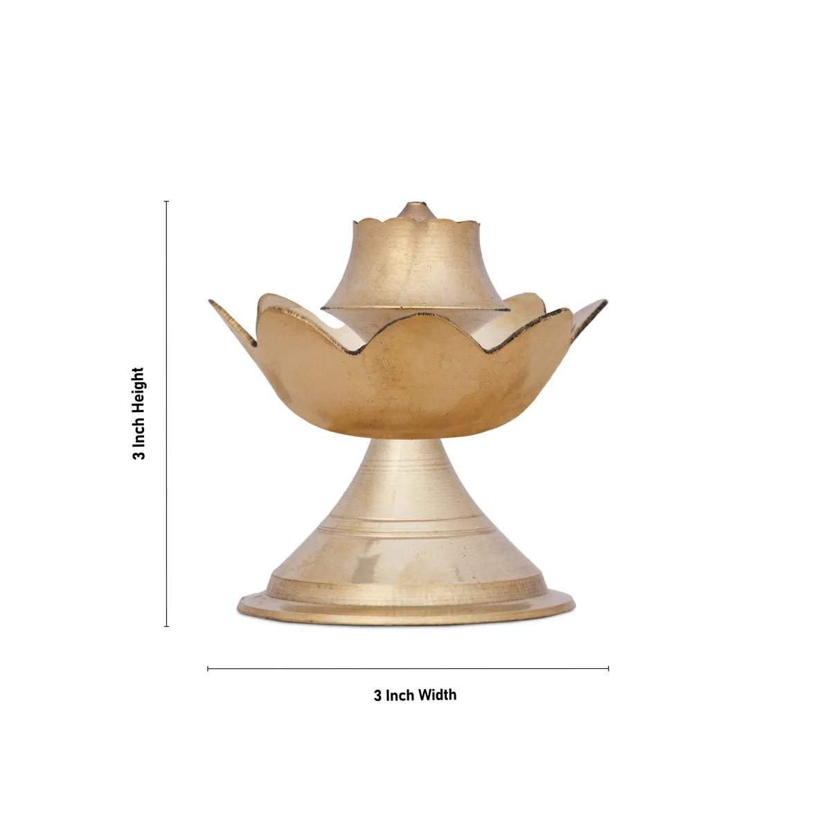 Agarbathi Stand - 3 x 3 Inches | Lotus Design Brass Incense Holder for Pooja/ 100 Gms Approx