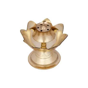 Agarbathi Stand - 3 x 3 Inches | Lotus Design Brass Incense Holder for Pooja/ 100 Gms Approx