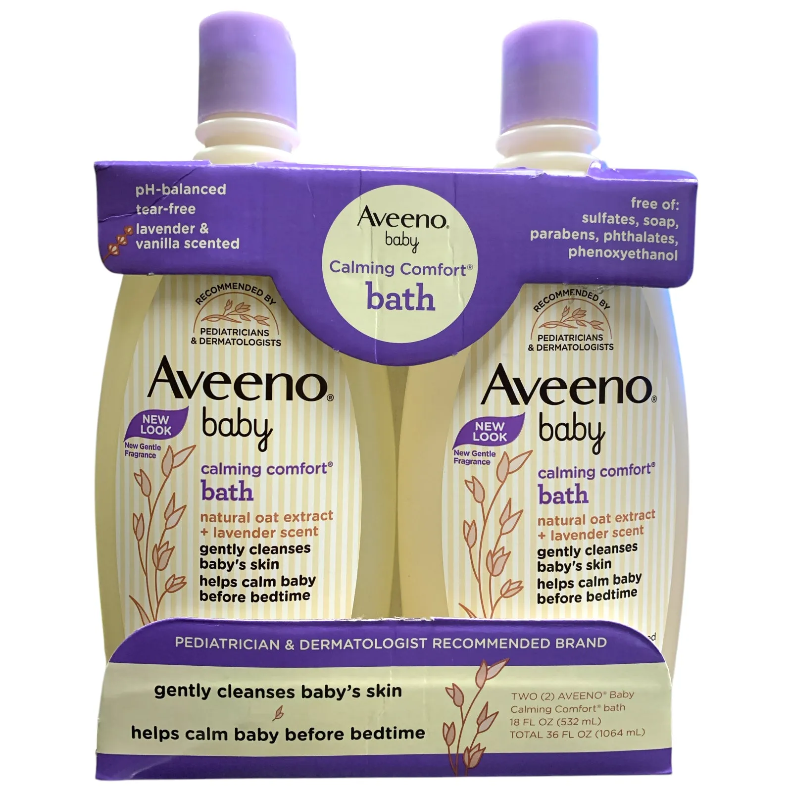 Aveeno Baby Calming Comfort Bath Wash, Vanilla and Lavender, 18fl.oz. 2pack