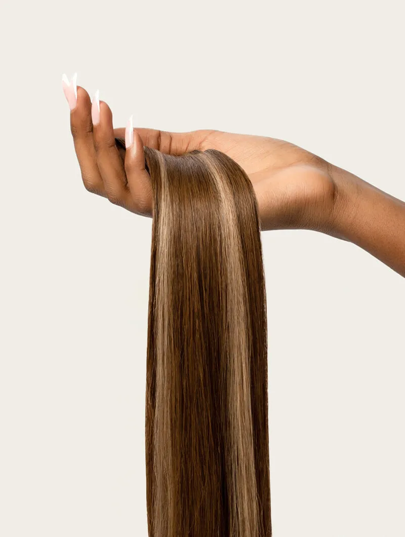 Brown Blonde Highlighted, 20" Volumiser Quad Clip-In Weft, PP4/18 | 45g