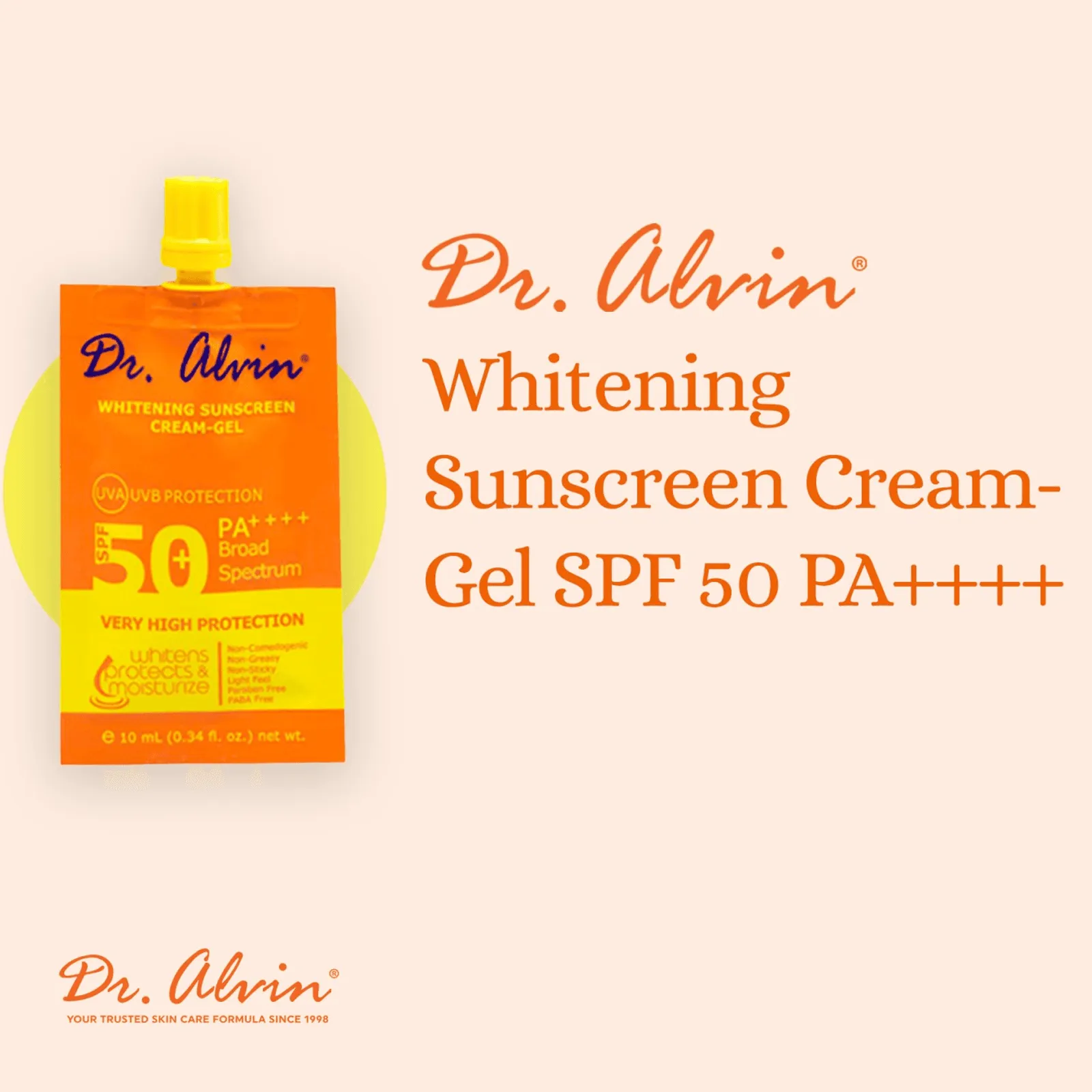 Dr. Alwin Whitening Sunscreen Cream Gel SPF 50   - 10ml