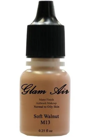 Glam Air Airbrush Makeup Foundations Set TwoM12 All Spice and M 13 Soft Walnut  for Flawless Looking Skin Matte Finish For Normal to Oily Skin (Water Based)0.25oz Bottles