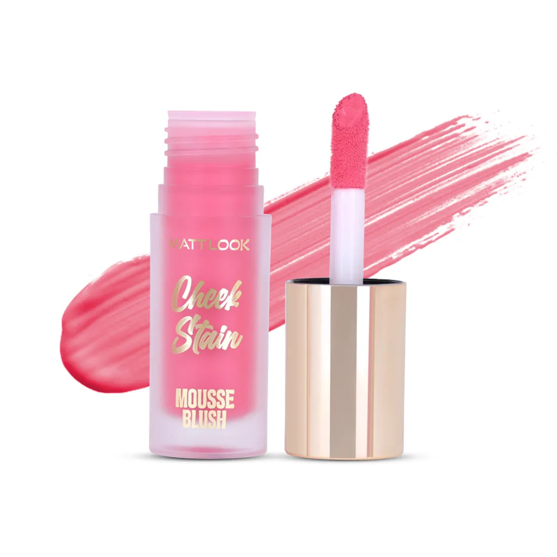 Mattlook Cheek Stain Mousse Blush, Infused with Hyaluronic acid  and Vitamin E, Long lasting formula, Natural Radiant finish