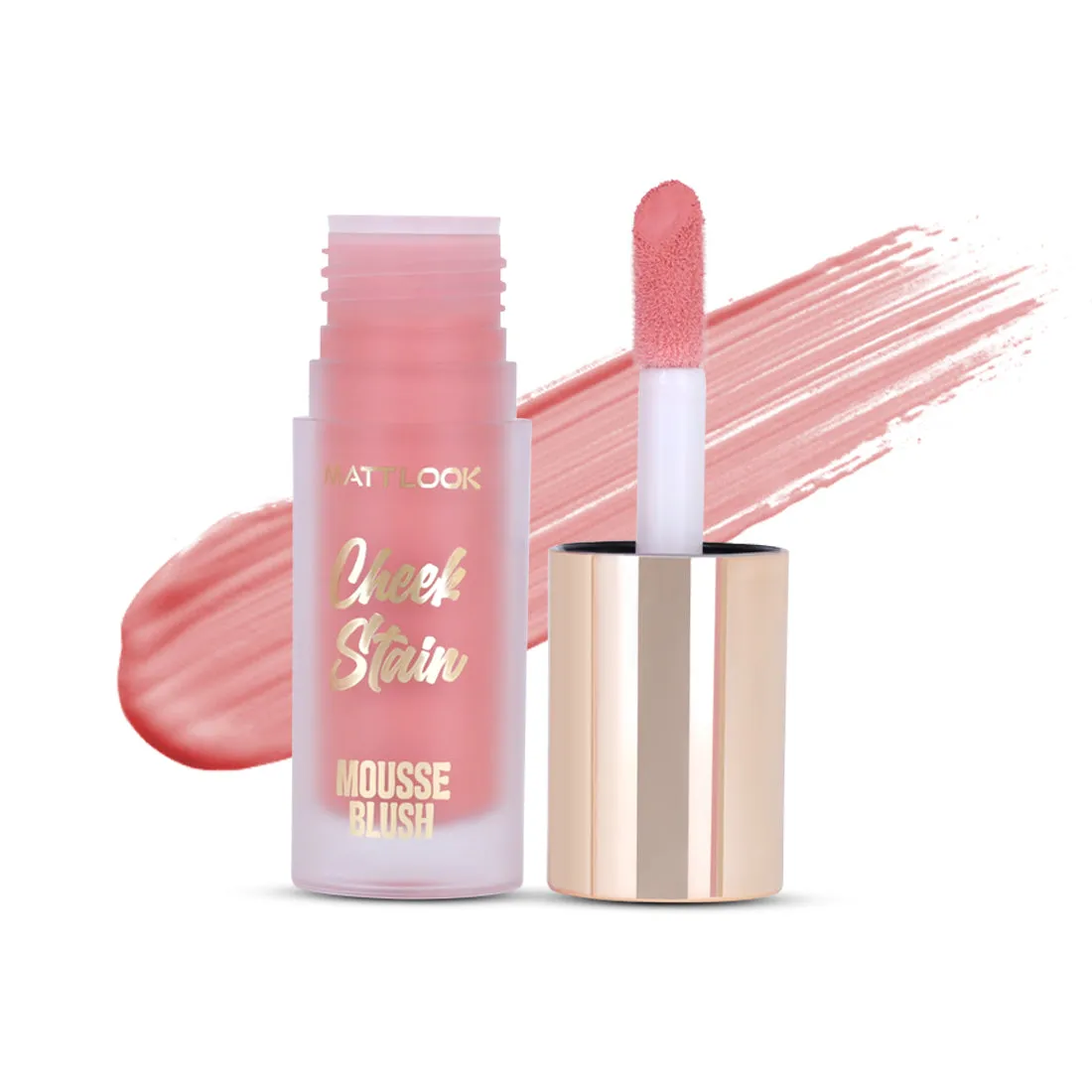 Mattlook Cheek Stain Mousse Blush, Infused with Hyaluronic acid  and Vitamin E, Long lasting formula, Natural Radiant finish
