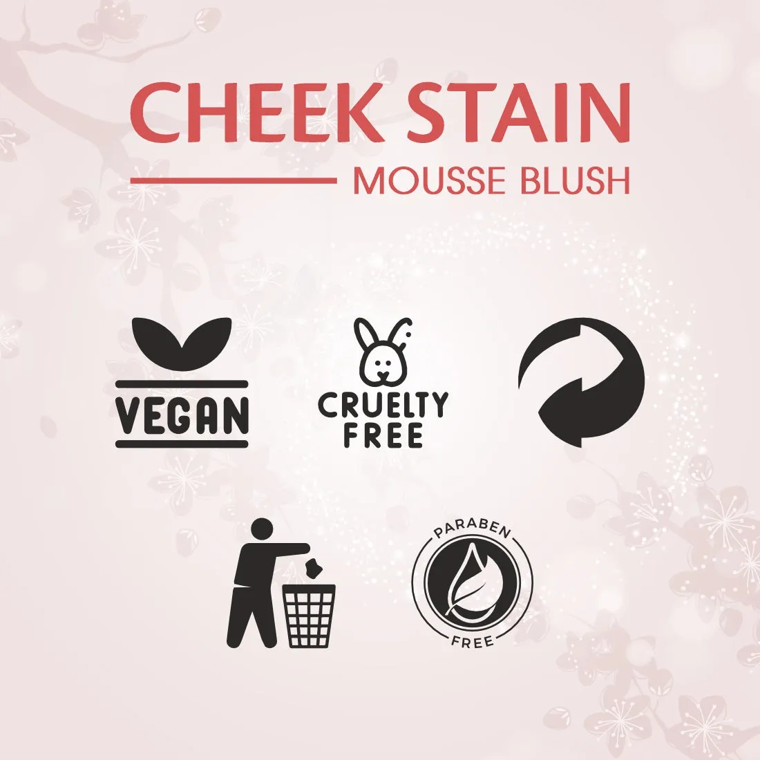 Mattlook Cheek Stain Mousse Blush, Infused with Hyaluronic acid  and Vitamin E, Long lasting formula, Natural Radiant finish
