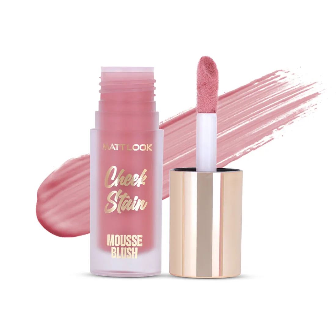 Mattlook Cheek Stain Mousse Blush, Infused with Hyaluronic acid  and Vitamin E, Long lasting formula, Natural Radiant finish