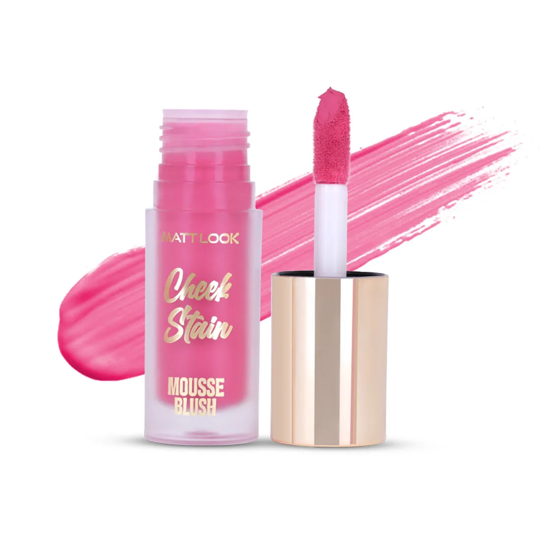 Mattlook Cheek Stain Mousse Blush, Infused with Hyaluronic acid  and Vitamin E, Long lasting formula, Natural Radiant finish