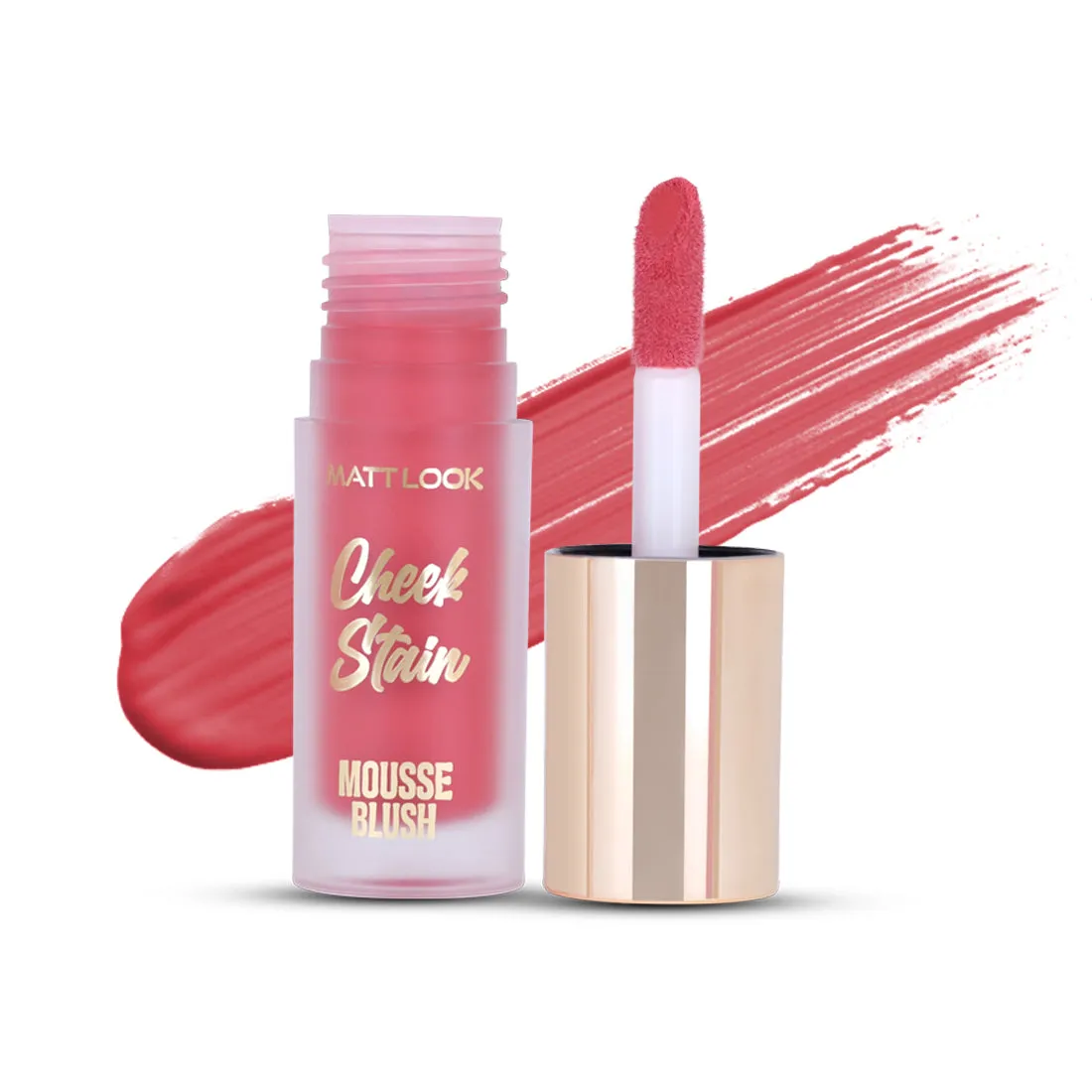 Mattlook Cheek Stain Mousse Blush, Infused with Hyaluronic acid  and Vitamin E, Long lasting formula, Natural Radiant finish