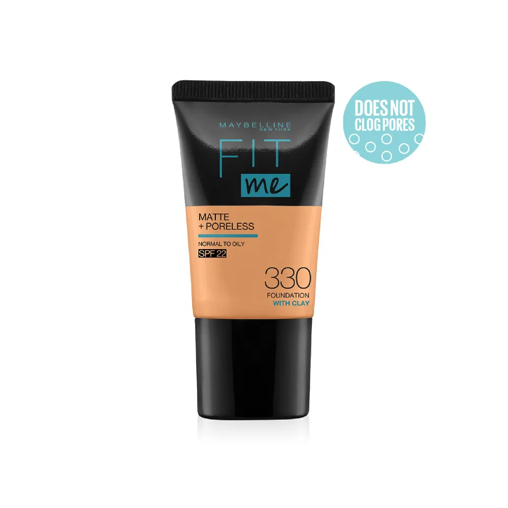 Maybelline New York Fit Me Matte Poreless Liquid Foundation Tube, 330 Toffee, 18ml