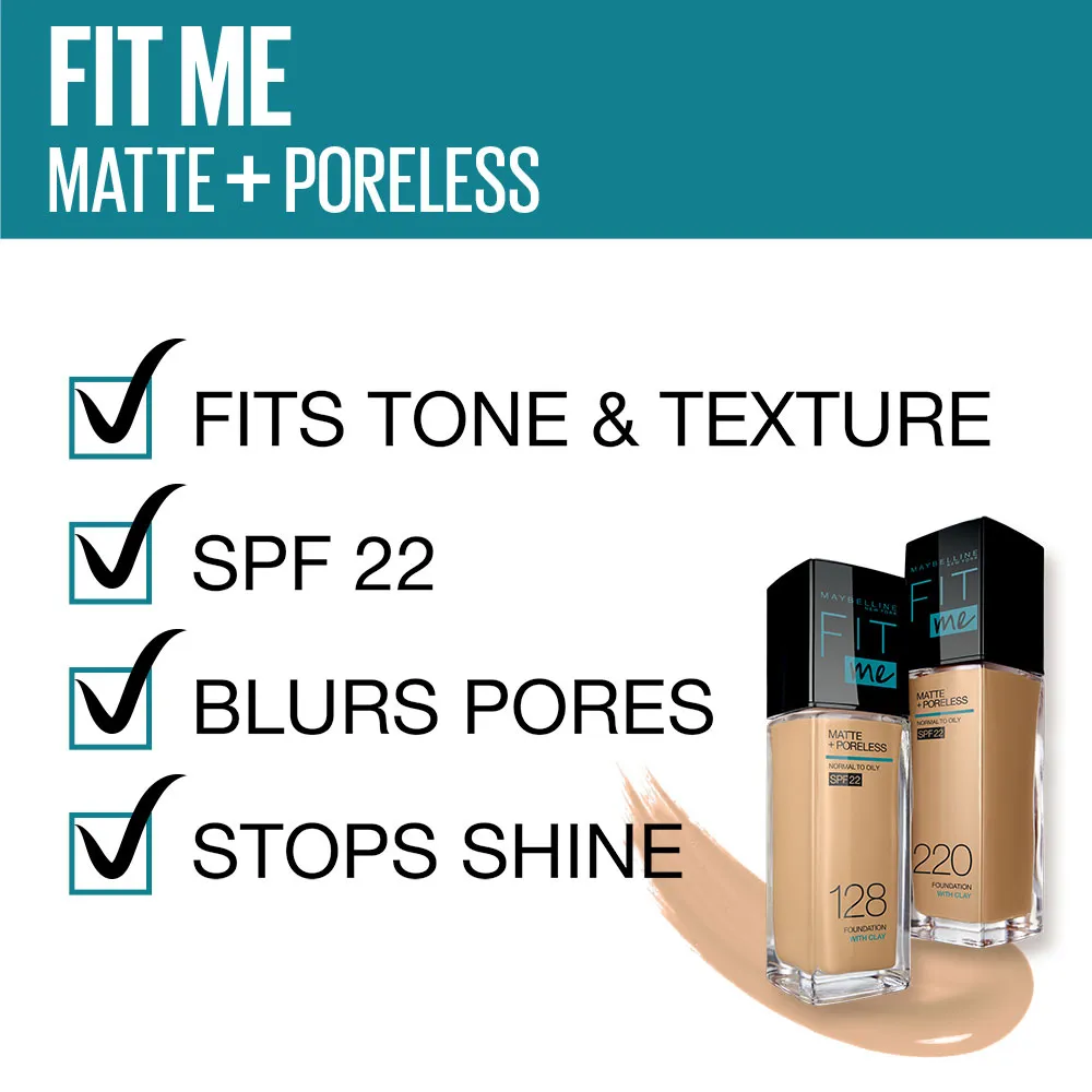 Maybelline New York Fit Me Matte Poreless Liquid Foundation Tube, 330 Toffee, 18ml