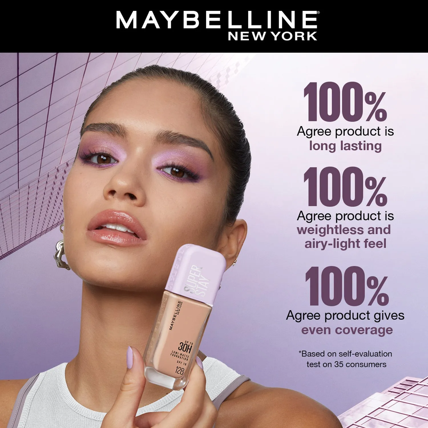 Maybelline New York Super Stay Lumi-Matte Liquid Foundation 30H Longwear yet Light-As-Air, 128, 35ml