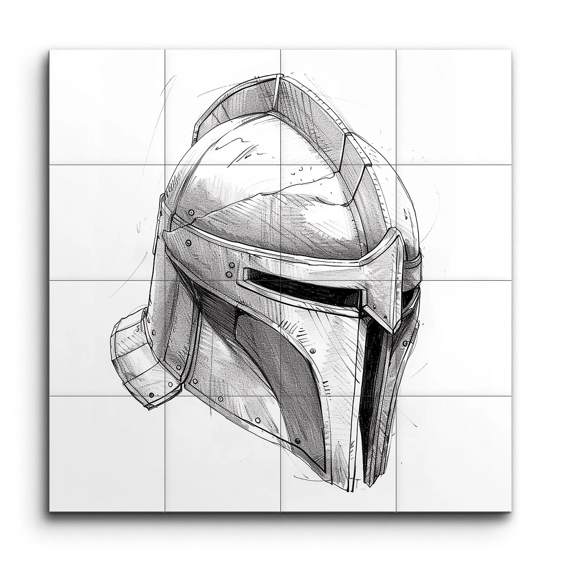 Medieval Helmet: Detailed Pencil Sketch Art