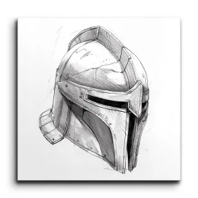 Medieval Helmet: Detailed Pencil Sketch Art