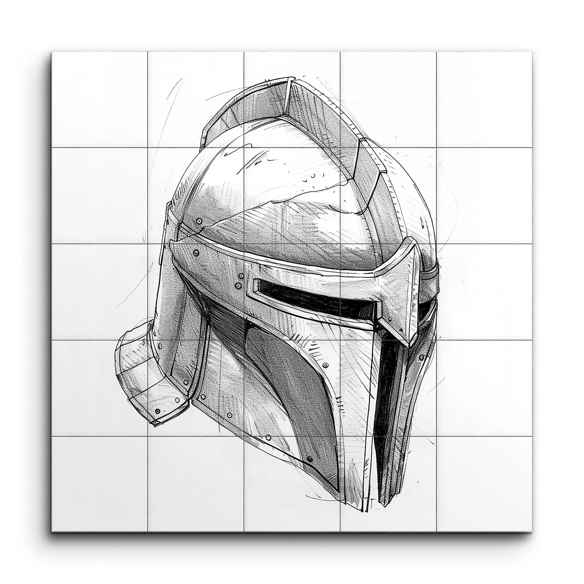 Medieval Helmet: Detailed Pencil Sketch Art