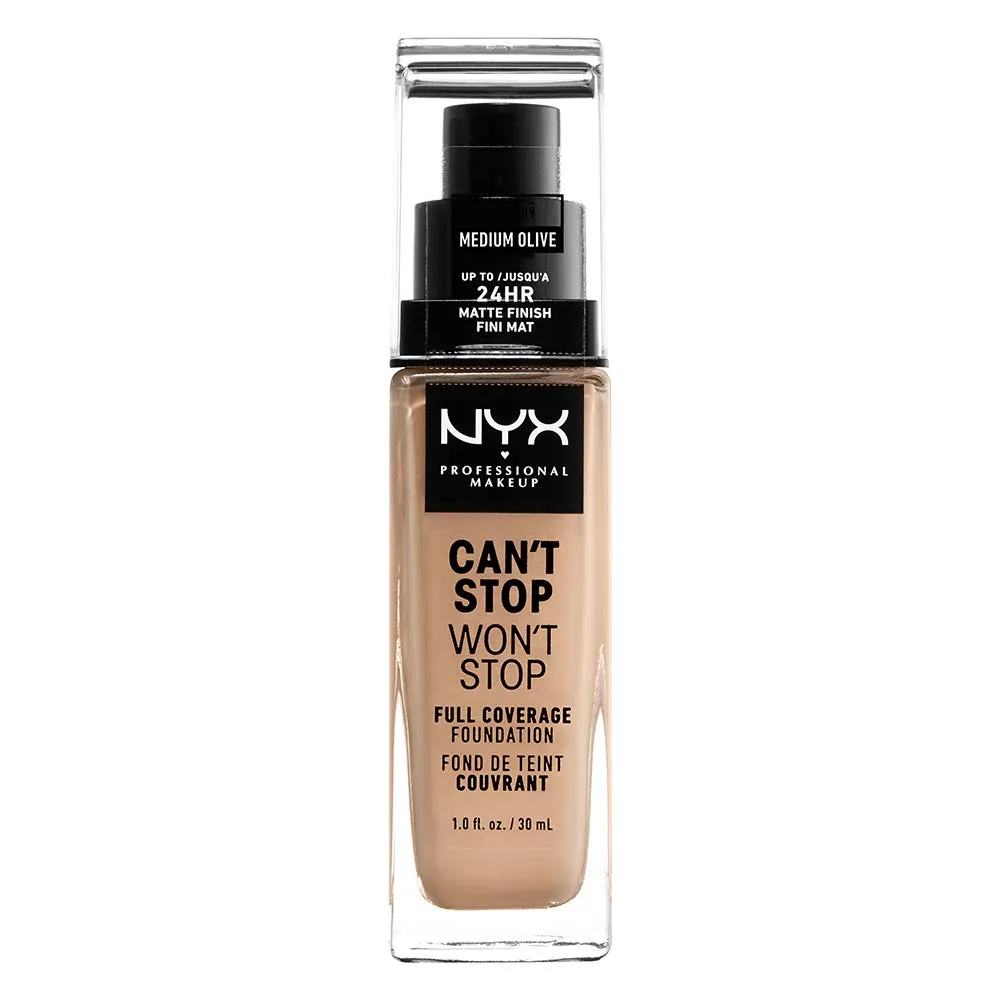 NYX - Can't Stop Won't Stop 24HR Full Coverage Foundation Medium Olive - 1 fl oz (30 ml)
